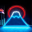 Sunset Neon Sign for Wall Decor, Sunset Sunrise Mountain LED Light Signs with Dimmer & Ice Mountains for Home Decor, Creative Gifts for Bedroom