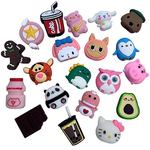 20 Pcs Cable Protector for iPhone/ipad USB Cable, Plastic Cable Protectors Cute Drink Fruit Dinosaur Animals Charging Cable Saver, Phone Accessory