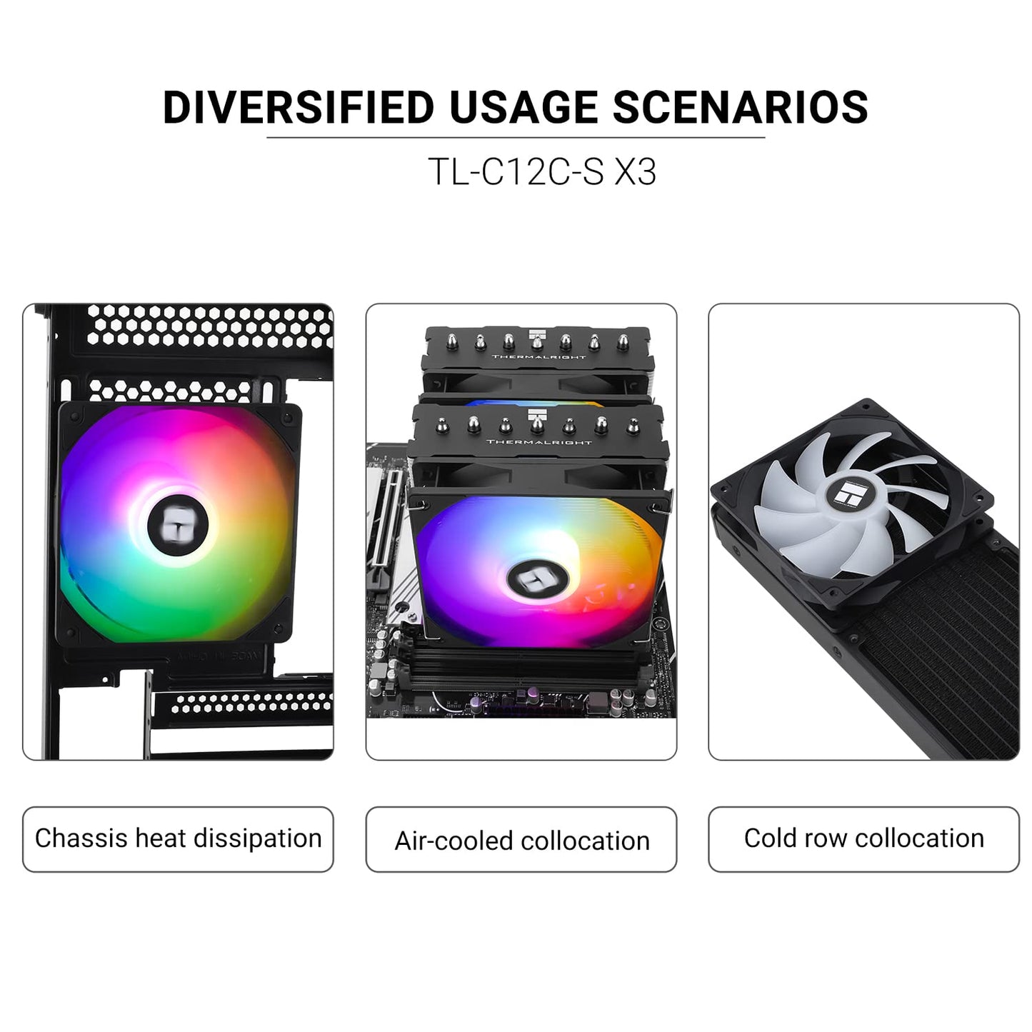 Thermalright TL-C12C-S X3 CPU Fan,120mm 4pin PWM Silent Computer Case Cooler Fan, with S-FDB Bearing Included, up to 1550RPM PC Cooling,ARGB?3
