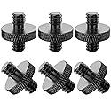 Rigych 1/4 Male to 1/4 Male Threaded Tripod Screw Adapter - 6 Pcs (Black) for DSLR, Mic Stand, Camera Cage & Shoulder Mount