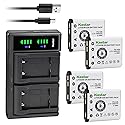 Kastar 4-Pack Battery and LTD2 USB Charger Compatible with Panasonic N4FUYYYY0018/19 N4FUYYYY0046/47 Battery, Attune II HD3 WX-CH455 WX-SB100 WX-ST100