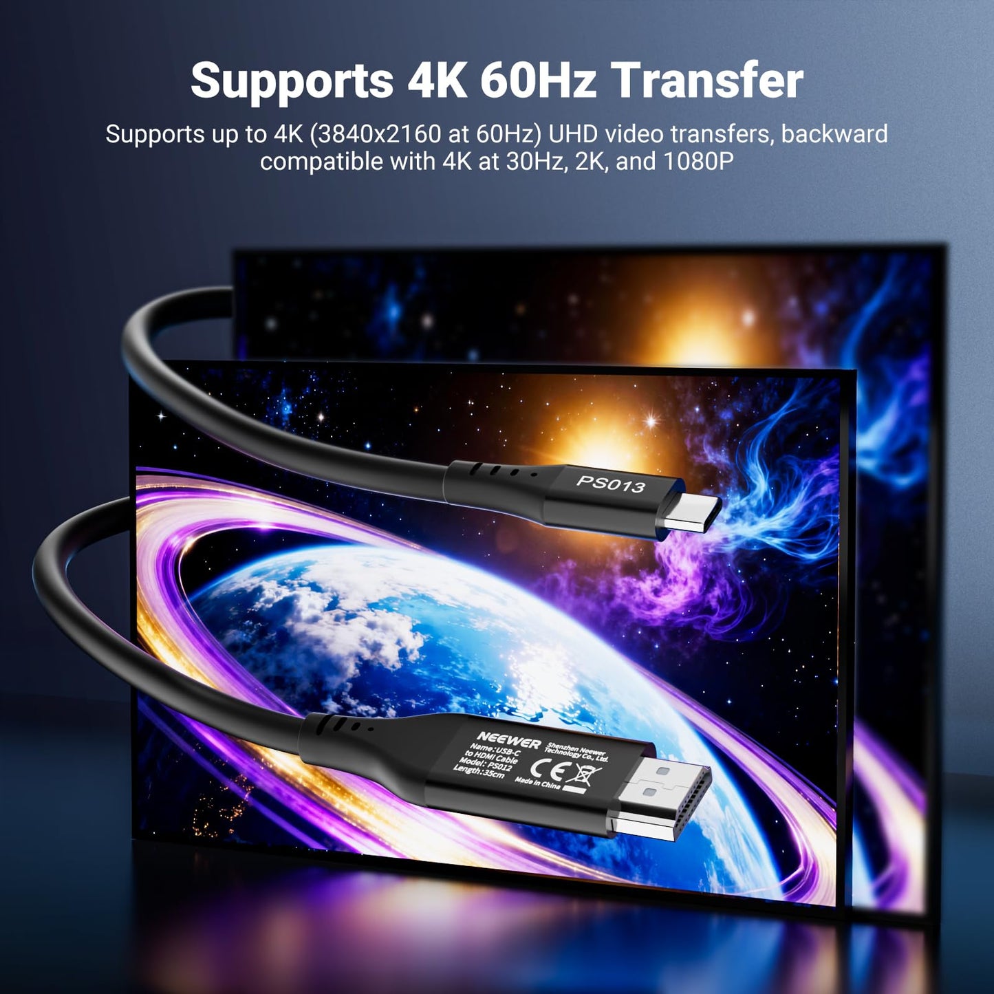NEEWER USB C to HDMI Cable (55cm), 4K 60Hz High Speed Type C to HDMI 2.0 Cable Accessories Compatible with iPhone 17 Pro Max 16 15 S25 Ultra MacBook