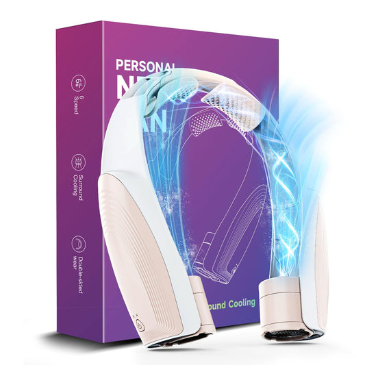 8000mAh Portable Neck Fan with 6 Powerful Speeds, 20H Runtime Cooling Fan
