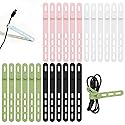 Donruby 24Pcs Silicone Cable Ties - Reusable & Washable with Locking Buckles, Adjustable Fastening Cable Management Straps, Multi-Purpose High
