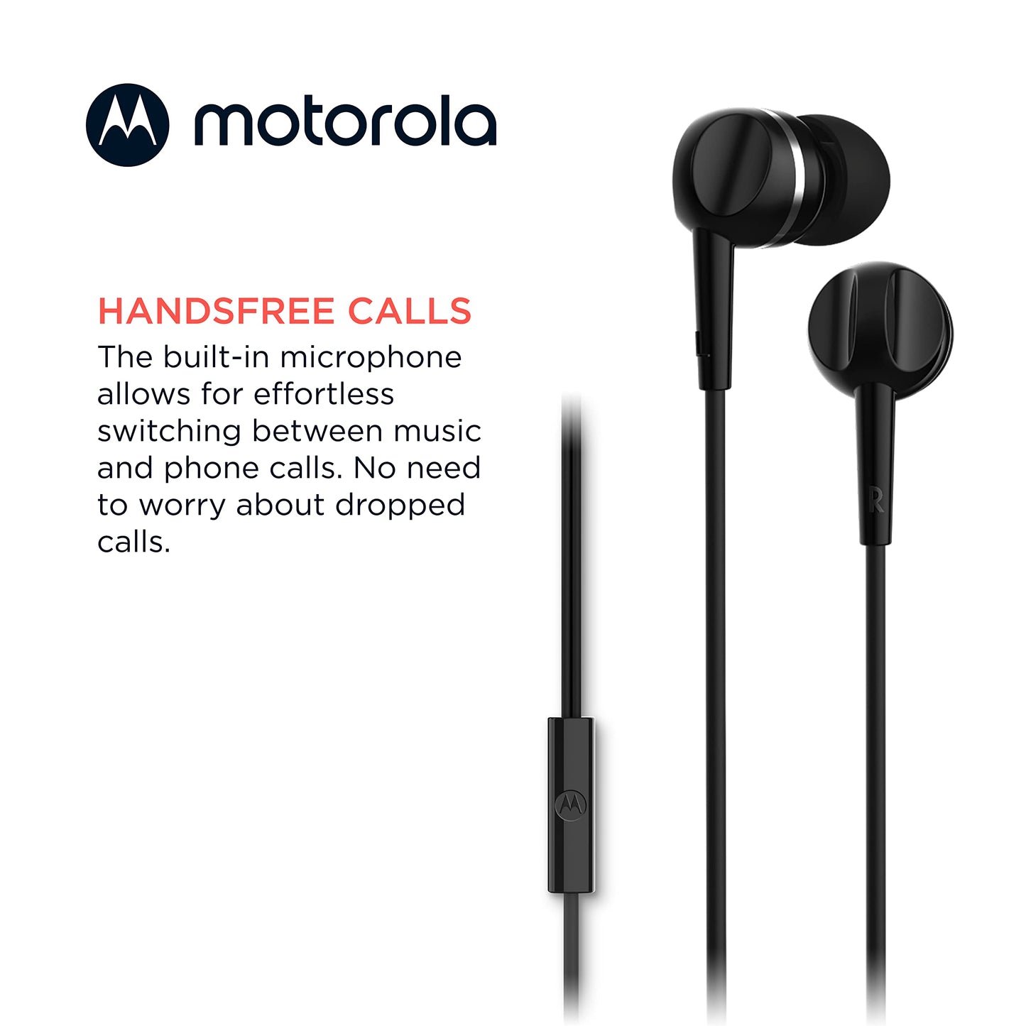 Motorola Wired Earbuds with Microphone - Earbuds 105 Corded in-Ear Headphones, Control Button for Calls/Music, Comfortable Lightweight Easy-Grip Ear…