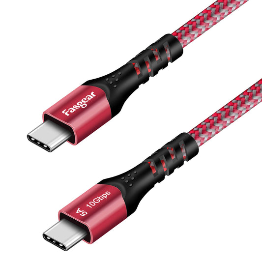 Fasgear USB C to USB C Cable 1.6ft, 100W Fast Charge, 10Gbps USB 3.1 Gen 2 Type C Cord 5A Power Delivery with E-Marker Chip Compatible for MacBook
