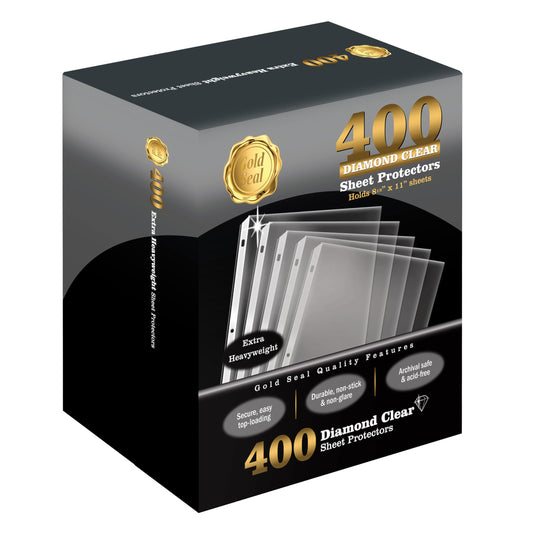 GOLD SEAL 400 Count Diamond Clear Extra Heavyweight Sheet Protectors, 4 mils Strong, to fit 8.5 x 11, Top Load, 400 Pack
