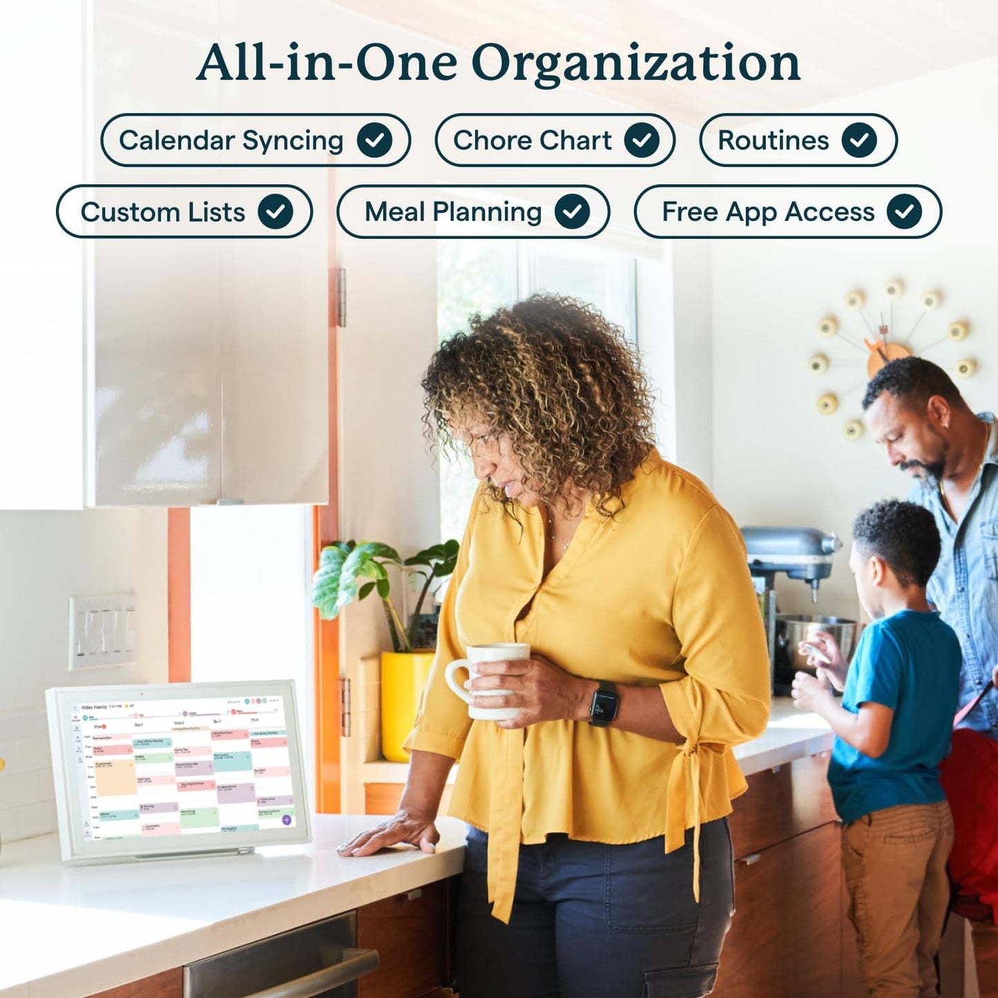 Skylight Calendar: 15-inch Wall Planner Digital Calendar & Chore Chart, Smart Touchscreen Interactive Display for Family Schedules - Wall Mount