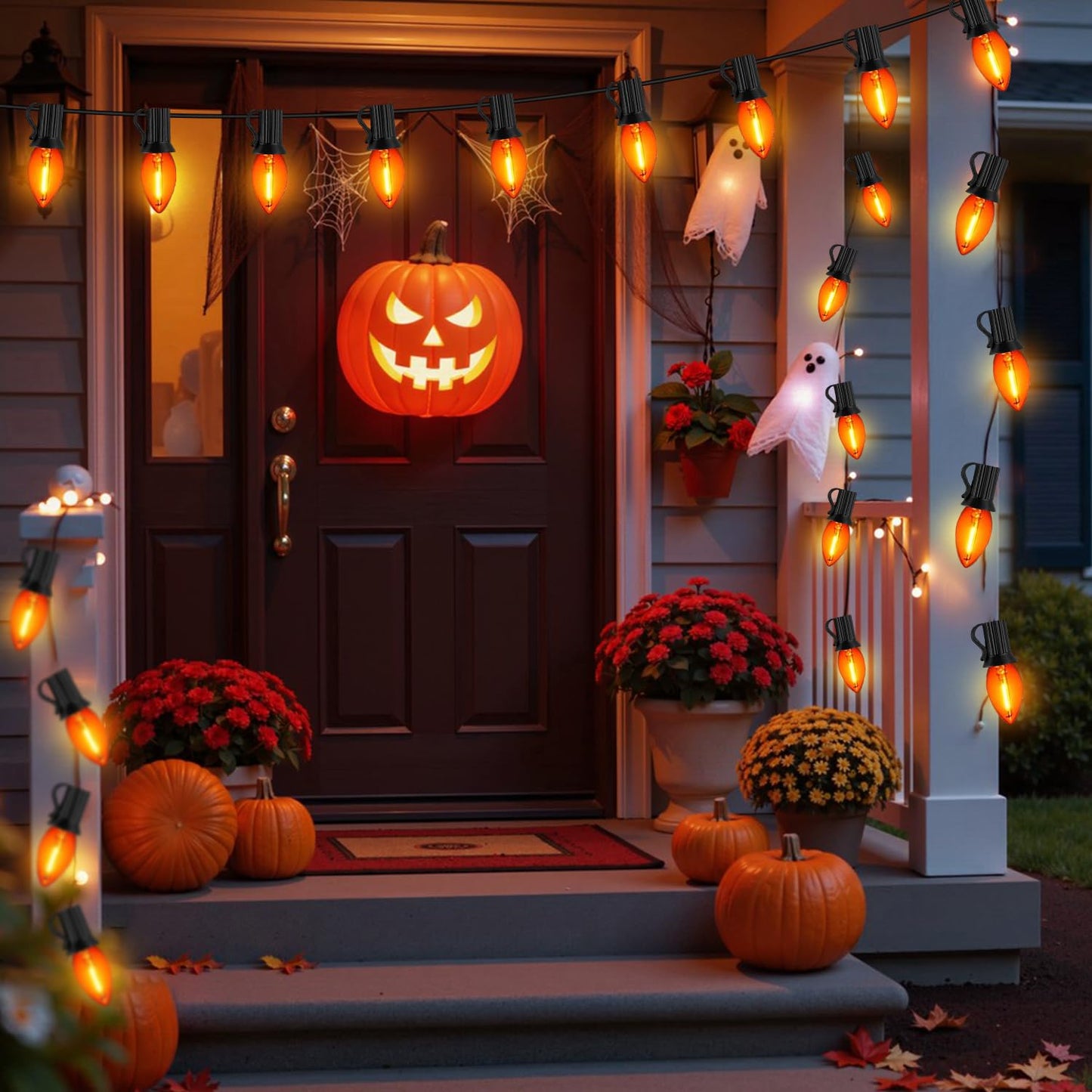 SOTOPOO Orange E12 LED Bulb, 25 Pack C7 Orange Light Bulbs, C7 LED Replacement Bulbs for Fall Halloween Thanksgiving Christmas Indoor Outdoor String