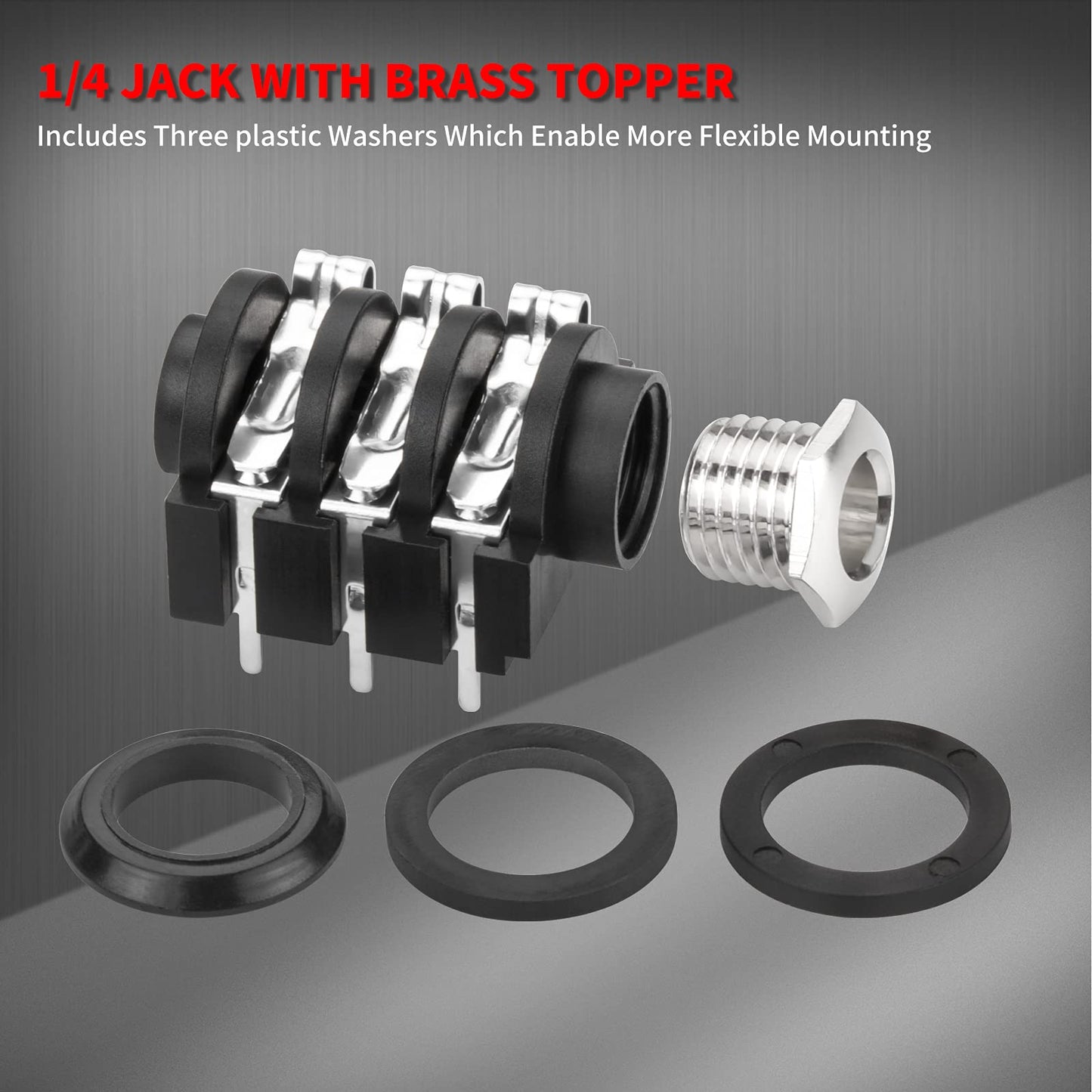 DAIERTEK 1/4 Jack Female 6.35mm Stereo 1/4 inch Guitar Pedal Input Jack Socket PCB Mount 6 Pin Input Output -18pcs