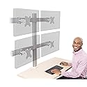 Stand Steady 4 Monitor Mount Desk Setup - Heavy-Duty Height Adjustable Monitor Stand, Swivel Arm with Clamp-On Base, Four Screen VESA Mount Fits Most