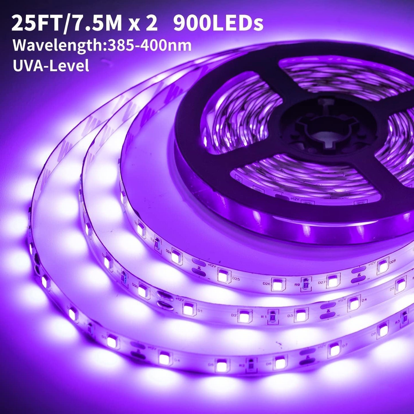 PIZHLO 50 Foot Black Light Strips & Remote, Dimmable Flexible Blackights Strip Lights for Glow Party Body Paint Birthday Bedroom Room Fluorescent