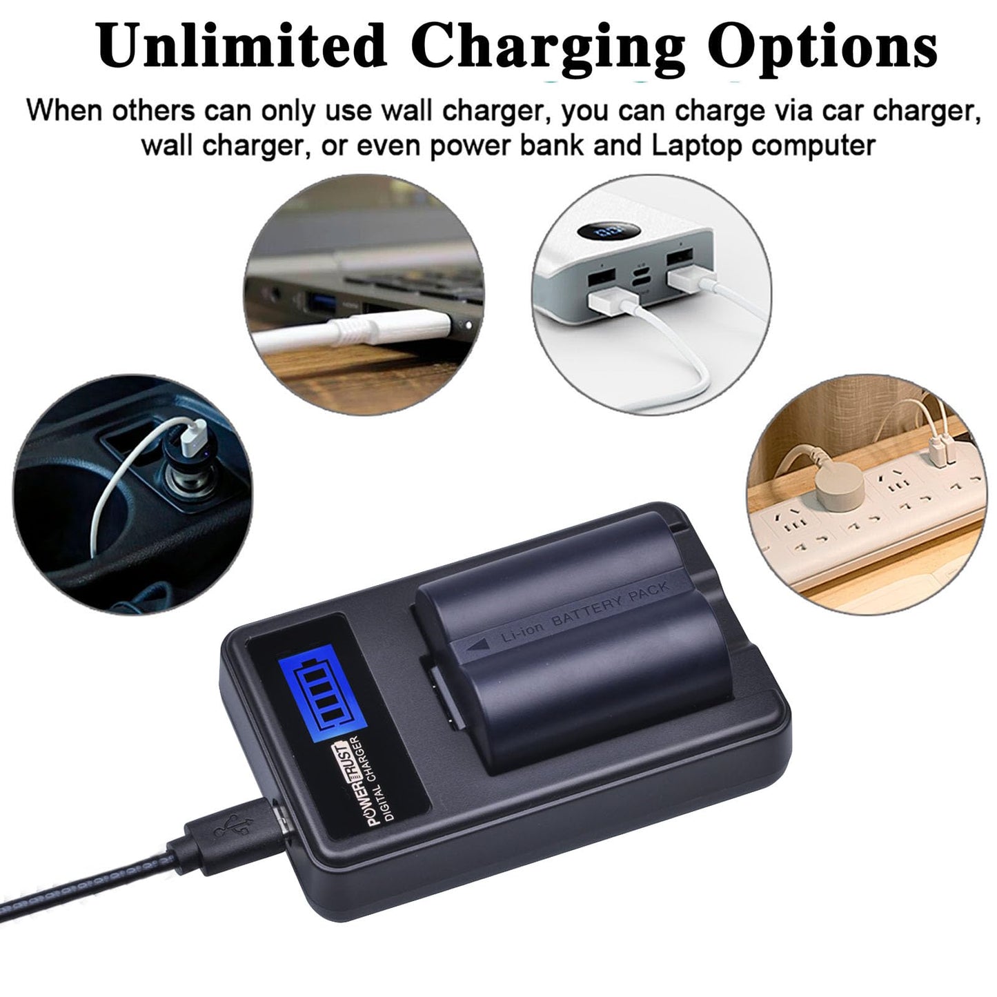 PowerTrust 2 Pack CGA-S006 CGR S006 S006E S006A S006 DMW-BMA7 DMW BMA7 Battery + LCD USB Charger for Panasonic DMC FZ7 FZ8 FZ18 FZ28 FZ30 FZ35