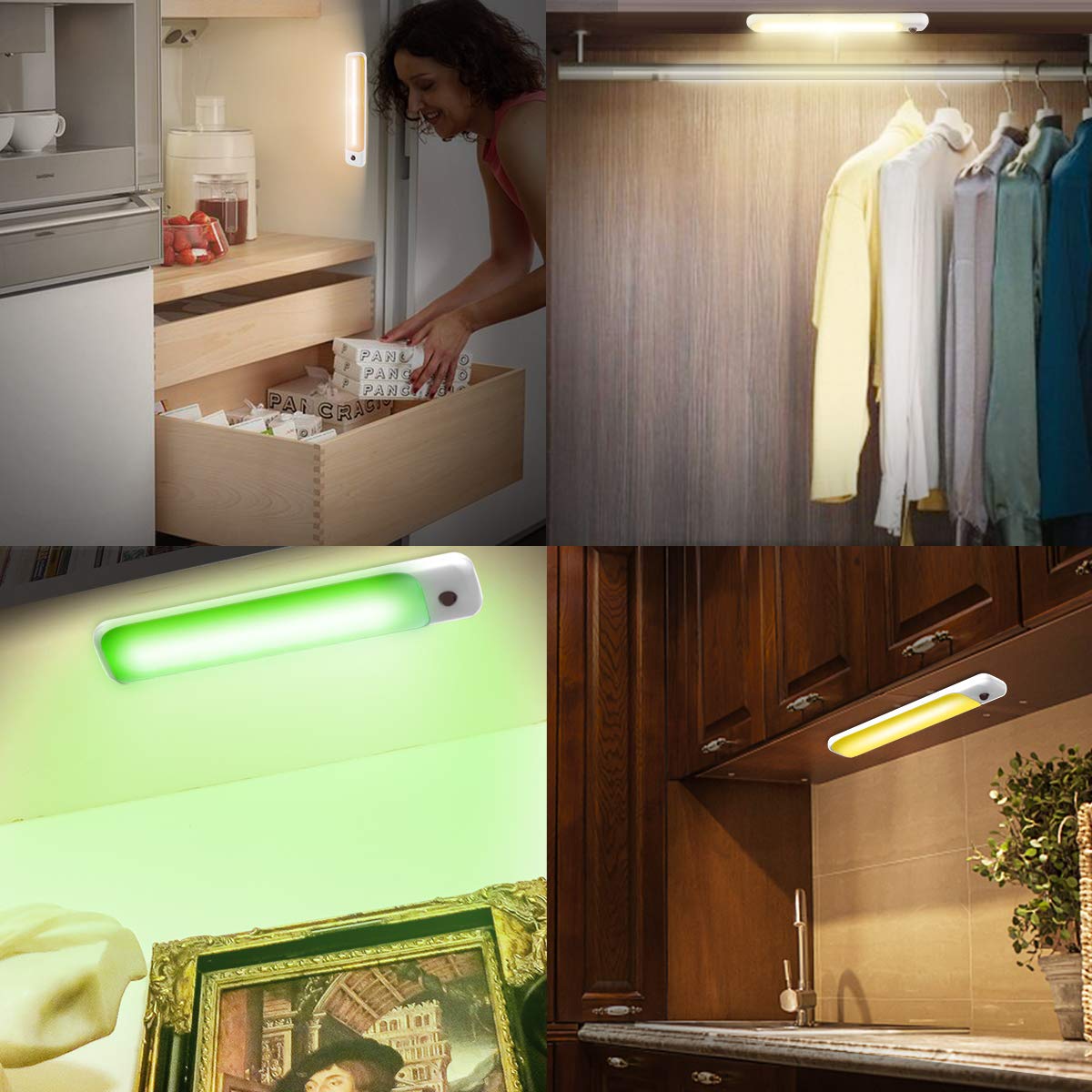 LUXSWAY LED Color Light Bar with Battery Operated,Dimmable Night Lighting, Stick On Light Bar Mulit-Color Changing for Closet,Stair,Shelf, Under