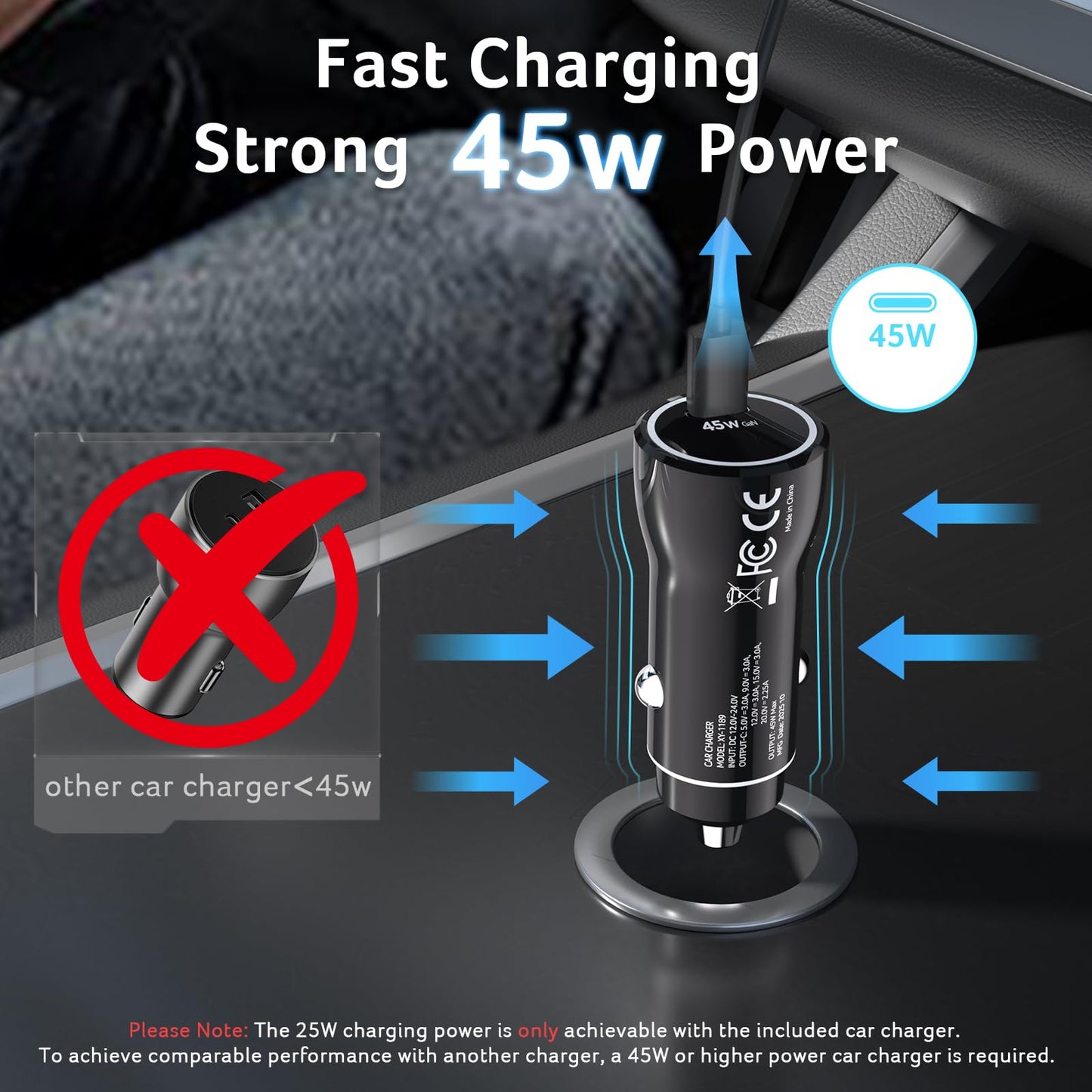 Acer Gadget 25W for MagSafe Car Mount Charger, Wireless Car Charger with Cooling Fan & Backlight, Vent Phone Mount with 45W Car Adapter, 360° Rotation