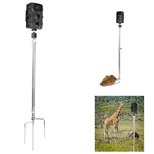 PellKing Universal Hunting & Trail Cameras Holder Stake,1/4''-20 Ground Mount for Hunting Camera,Action Camera,Solar Panels, Night Fishing Mounts