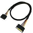COMeap 15 Pin SATA Power Extension Cable, M/F Serial ATA HDD Hard Drive Adapter Sleeved 24-inch(60CM)