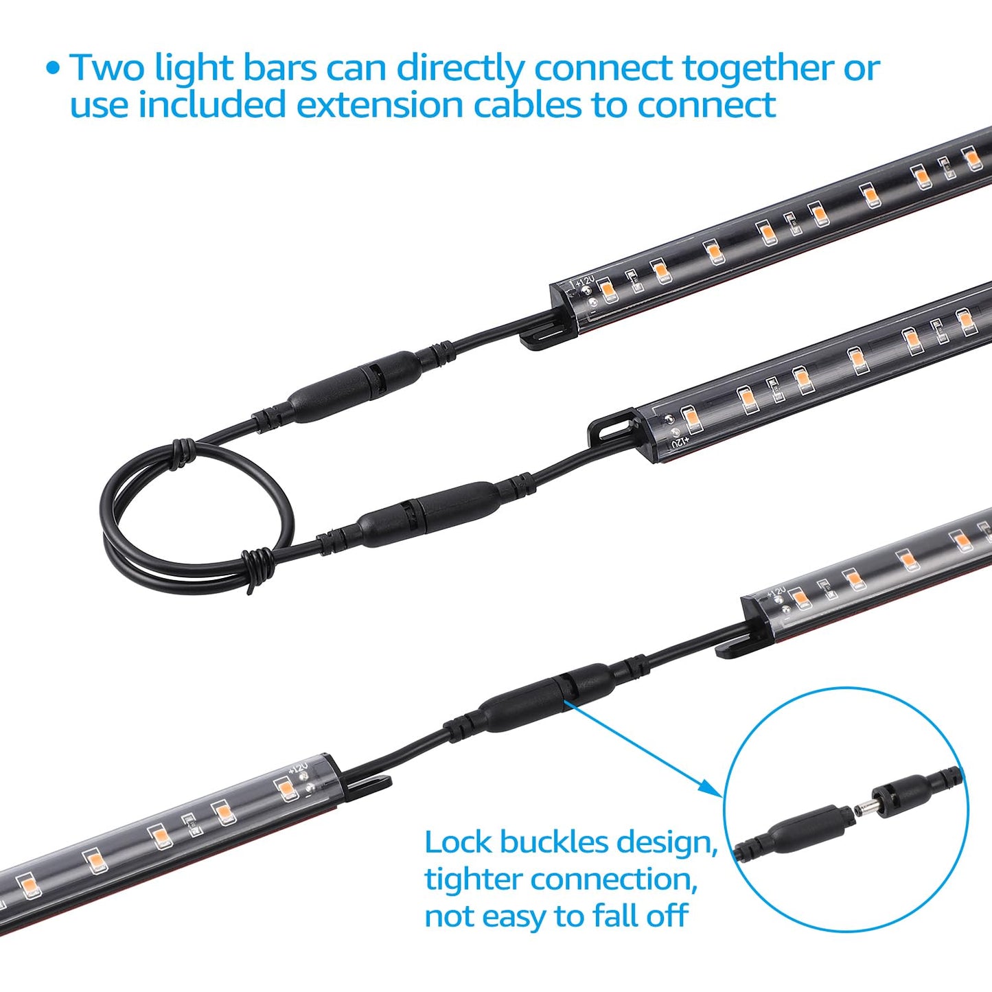 TORCHSTAR LED Safe Lighting Kit, (4) 12 Inch Linkable Light Bars + Rocker Switch + UL Power Adapter, 600LM, Input 100-240V, for Under Cabinet Gun Safe