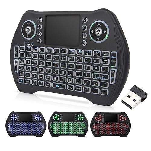 Upvivi Backlit Mini Keyboard,2.4GHz Wireless Mini Keyboard with Touchpad Mouse Handheld Remote Control for PC, Raspberry Pi 2, Pad, Smart TV, Android