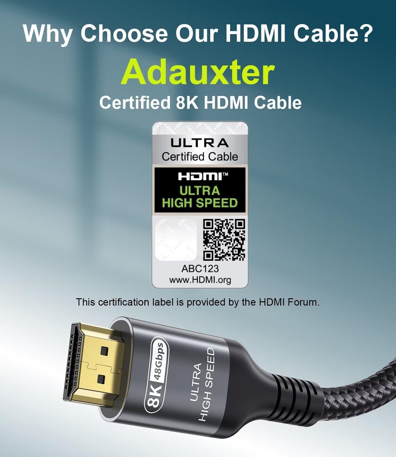 Certified 10K 8K HDMI 2.1 Cable 10 FT, 48Gbps Ultra High Speed HDMI® Cord Ethernet CEC 4K 240Hz 165Hz 144Hz 120Hz 8K 60Hz eARC Netflix HDCP2.3 HDR10+