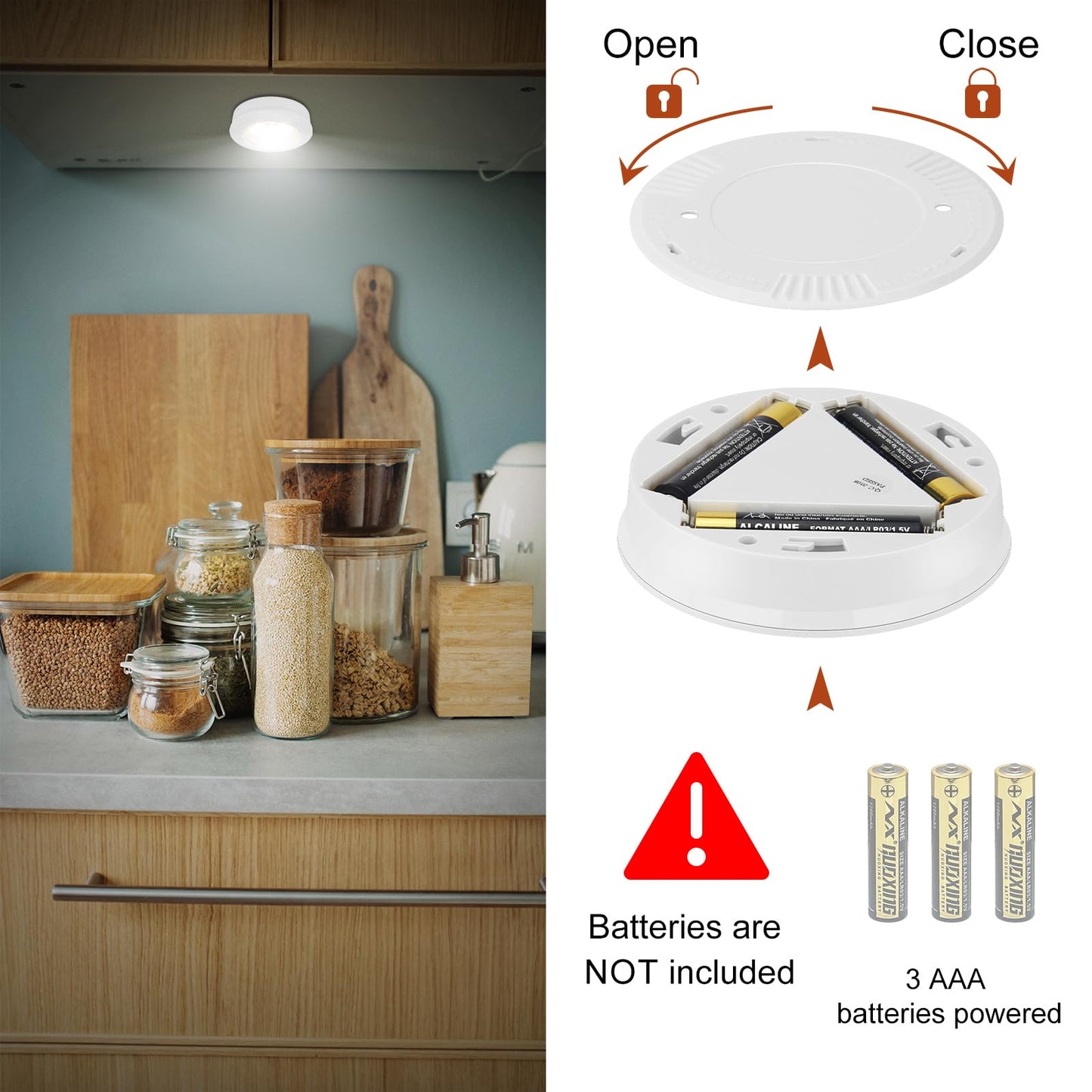 LUXSWAY LED Puck Light, Ultra-Thin Touch Light, Battery Operated, Tap Lights, 60 Lumens, Stick on Lights, Under Cabinet Lighting, Ideal for Kitchen