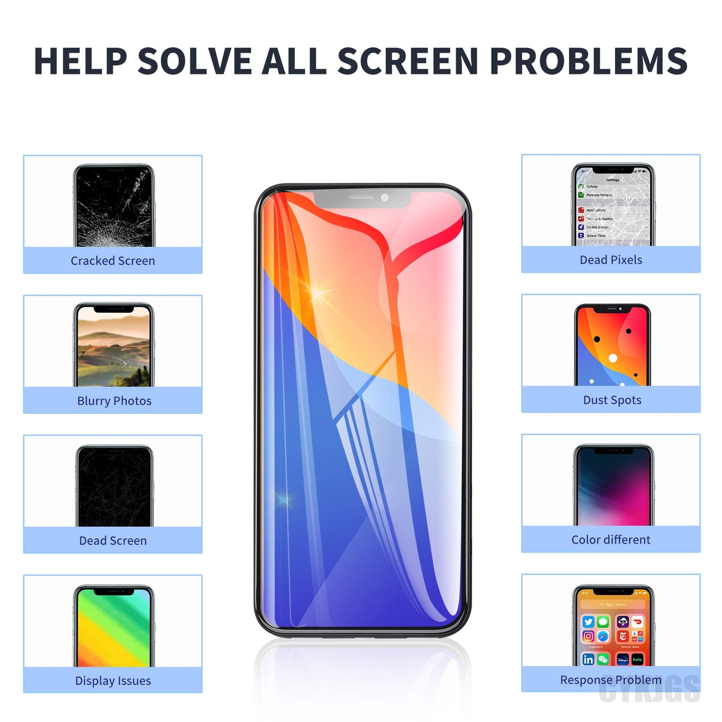 CYKJGS for iPhone XR Screen Replacement 6.1" with Ear Speaker and Proximity Sensor, 3D Touch LCD Display Digitizer Full Assembly with Front Earpiece