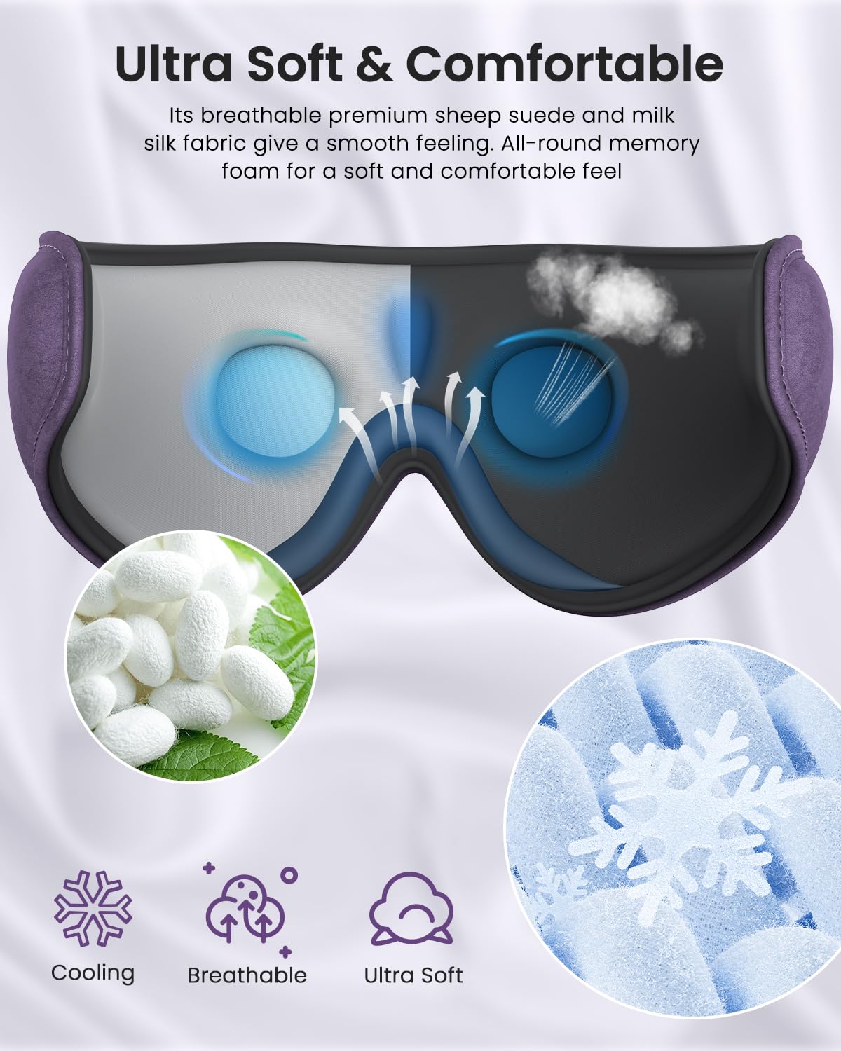 RENPHO Sleep Headphones 2025 New Ultra Soft Sleep Mask with 5.2 Bluetooth HD Headphones, 3D Blackout Wireless Headband, Eye Mask for Sleeping…