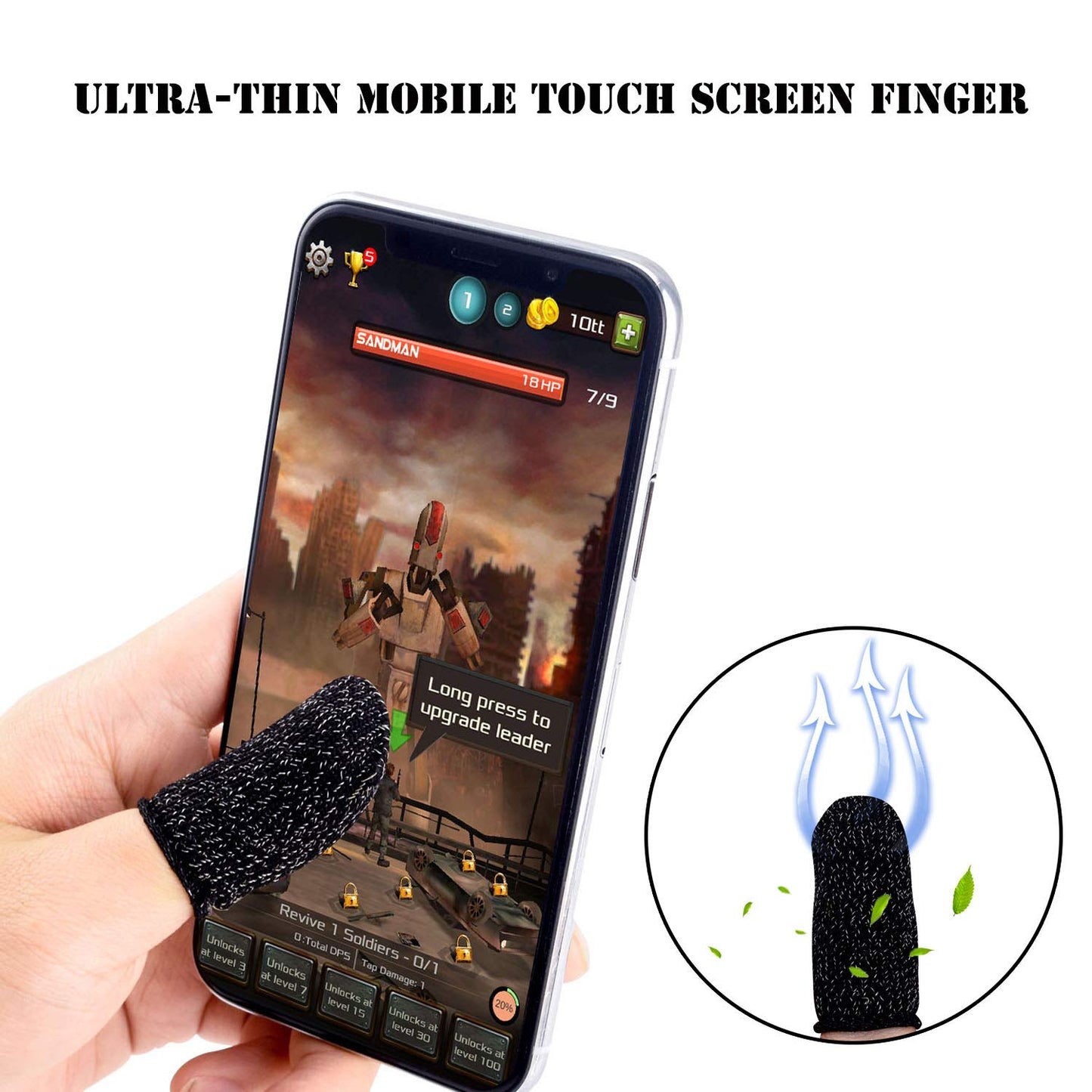Newseego for Mobile Game Controller Finger Sleeve Sets [6 Pack], Anti-Sweat Breathable Full Touch Screen Sensitive Shoot Aim Joysticks Finger Set
