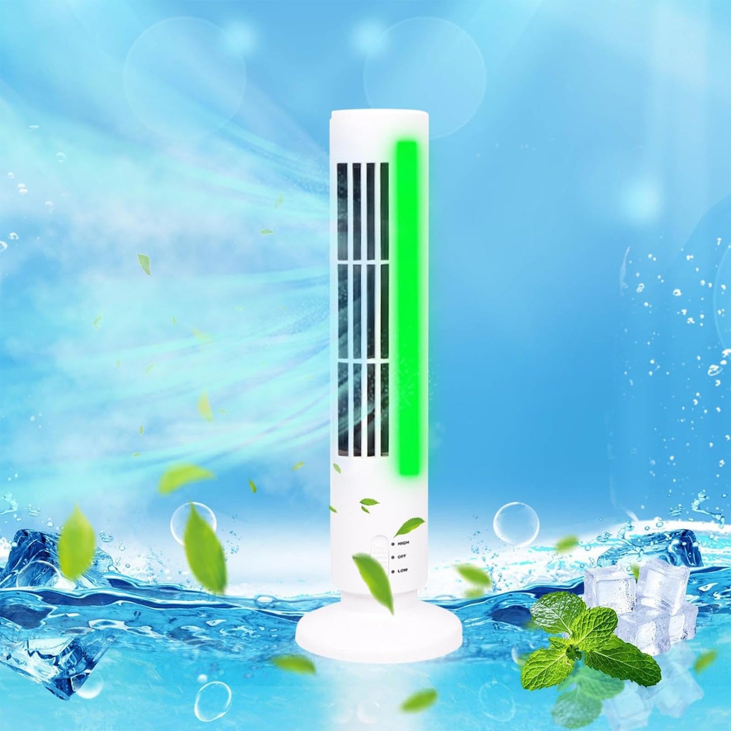 AYKHDS Vertical Bladeless Fan ABS Electric Cooling Fan, Quiet Standing Tower Fan with Transparent Phone Window, Portable Floor Fan for Home
