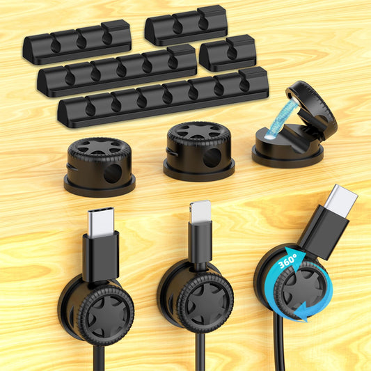 ITUGOU 11PCS Cable Management Cord Holder Organizer, Magnetic Cable Clips Adhesive Wire Keeper, Under Desk for Bedside Nightstand Table Desktop USB