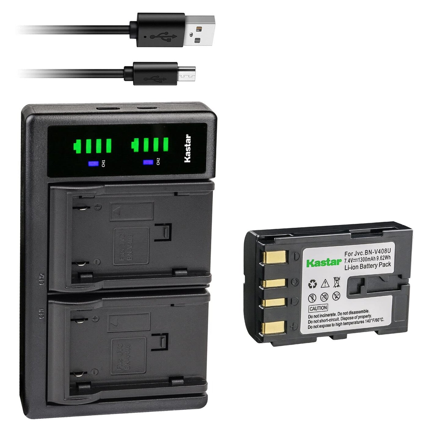 Kastar 1-Pack Battery and LTD2 USB Charger Replacement for JVC GR-DVL810, GR-DVL815, GR-DVL817, GR-DVL820, GR-DVL822, GR-DVL828, GR-DVL865, GR-DVL867