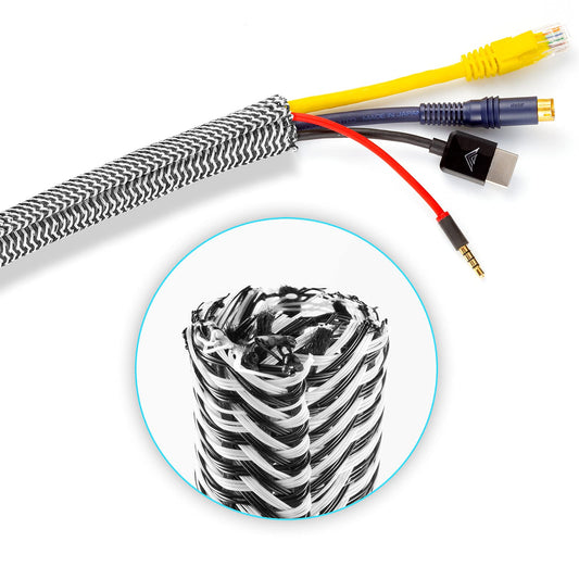 Cable Management Wire Loom 10ft -1/2 inch, Cable Sleeve Split Tubing, Cord Covers for Wires on Floor, Cord Protectors from Pets Chewing Cables, Black