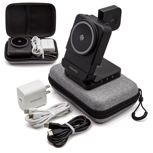 Foldable Wireless Charging Station, Black, with 30W Adapter