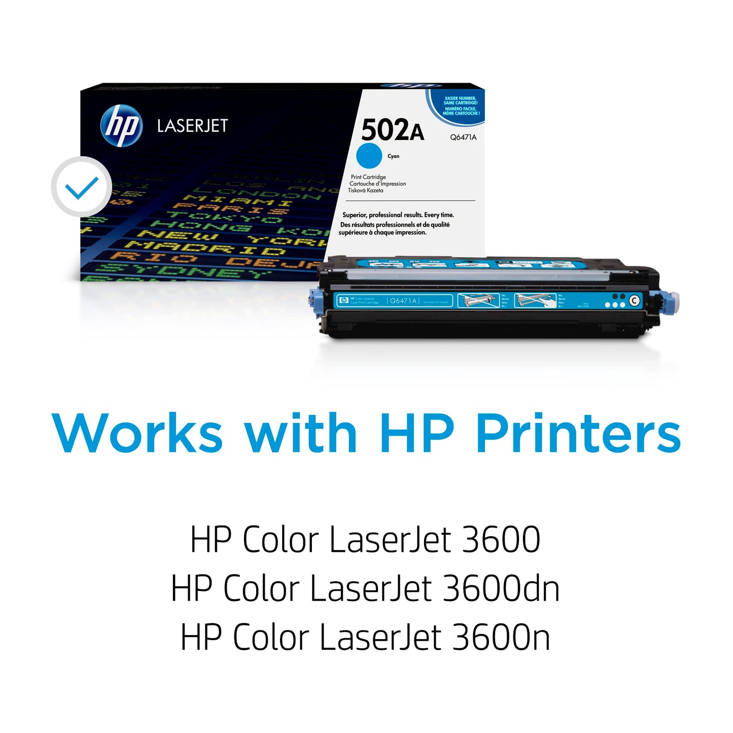 HP Original 502A Cyan Toner Cartridge | Works Color LaserJet 3600 Series | Q6471A