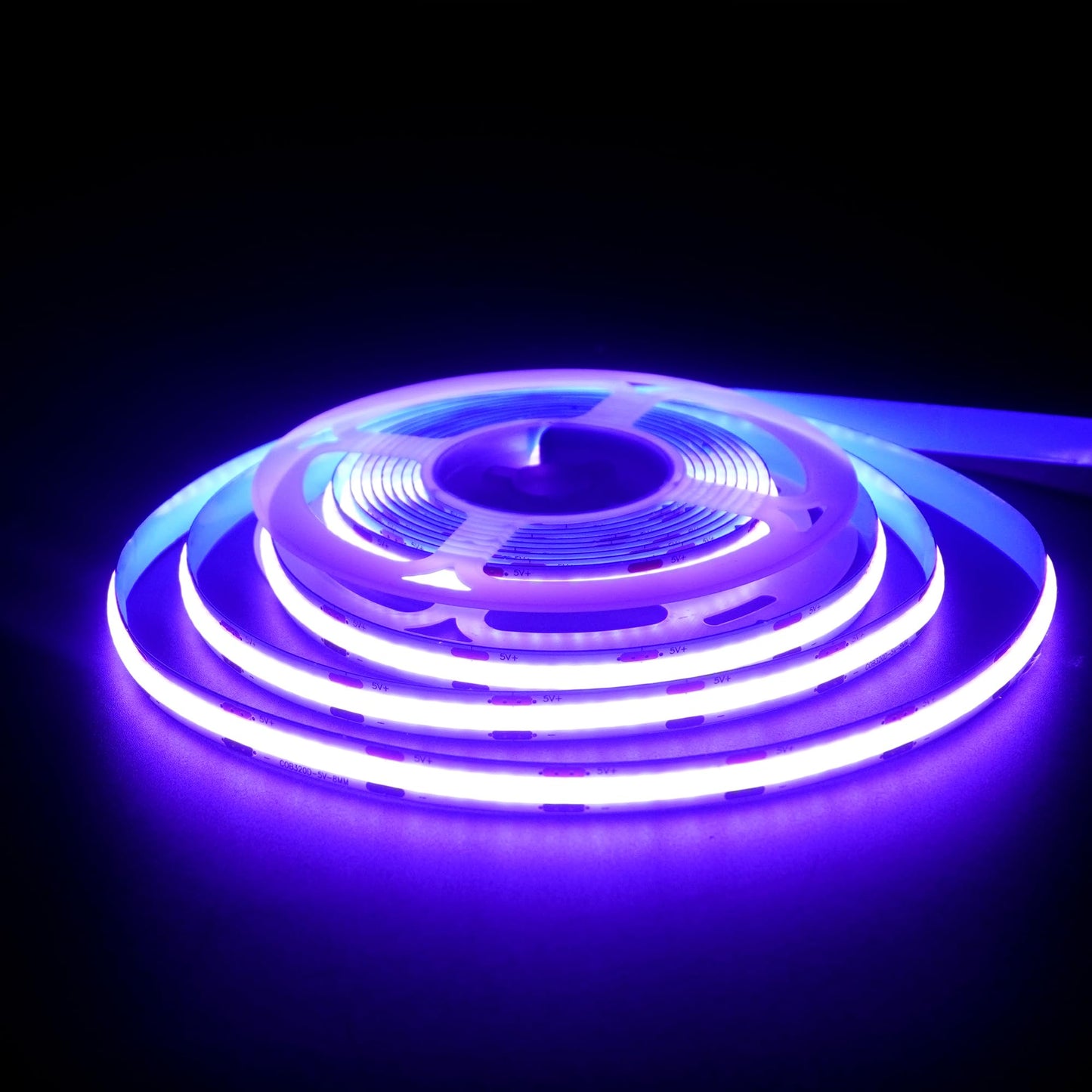 Clearhill 5V 8mm Width USB COB LED Strip Lights,Purple,320LEDs/M,8W/M,CRI90,9.84FT/3M,Electroplated Double-Sided Panel Light Strip,Waterproof