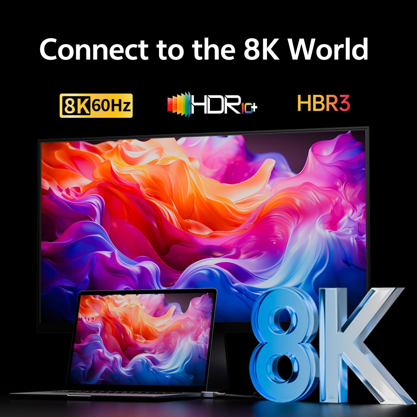 Mini DisplayPort to HDMI Cable 6ft - 8K@60Hz 4K@120Hz Unidirectional Mini DP1.4 to HDMI, Nylon Braided Aluminum Shell Gold Plated Connectors