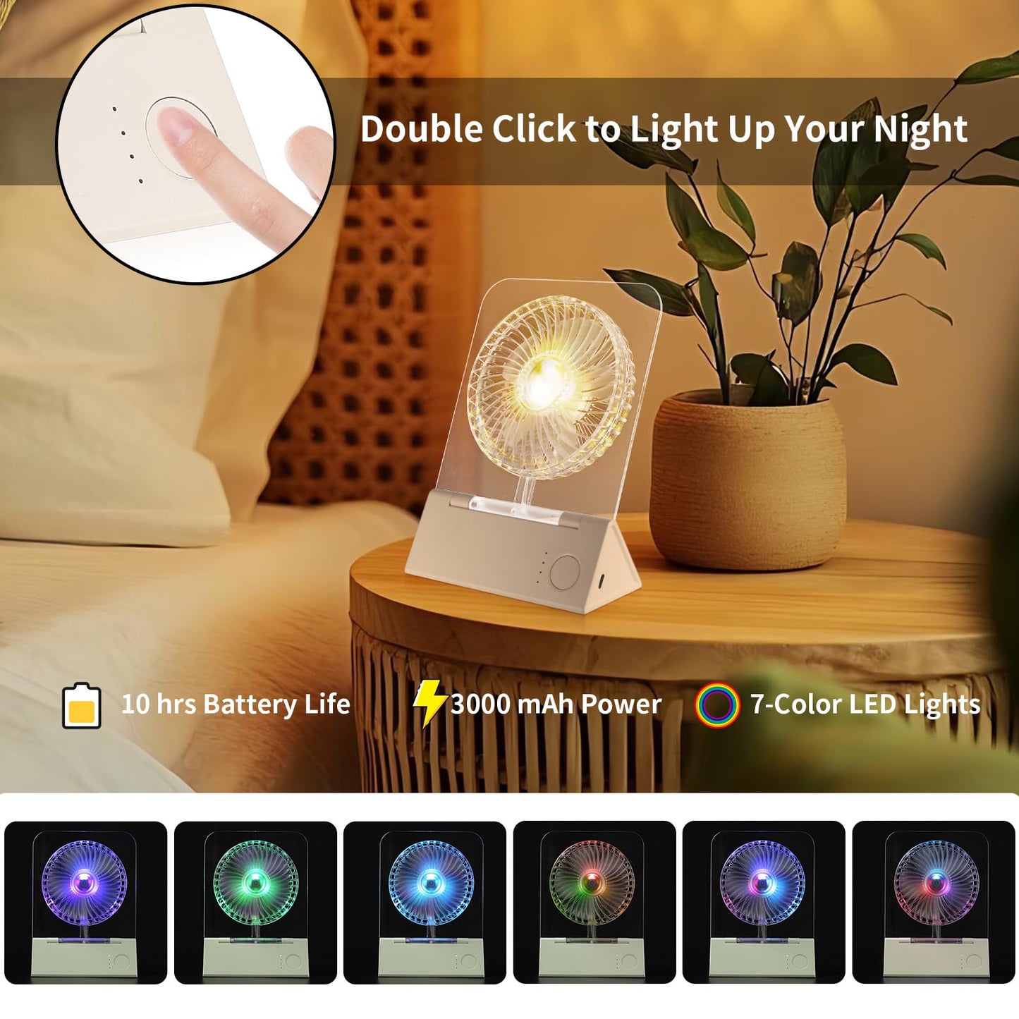 7 Led Color Cruise-Approved Magnetic Fan Compact Powerful Quiet Stateroom Fan for Ultimate Comfort on Board Travel Portable (white)