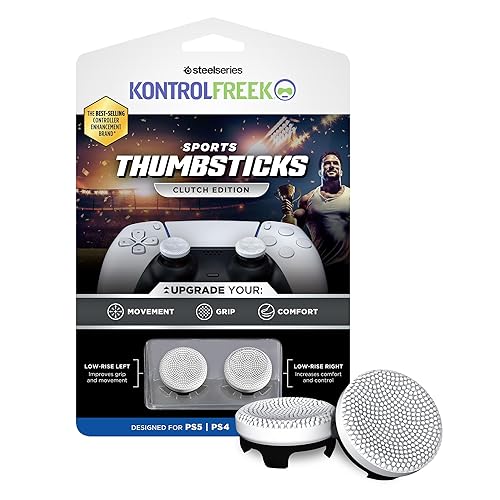 KontrolFreek Clutch for PlayStation 5 (PS5) and PlayStation 4 (PS4) Controller | Performance Thumbsticks | 2 Low-Rise Concave | Black & White