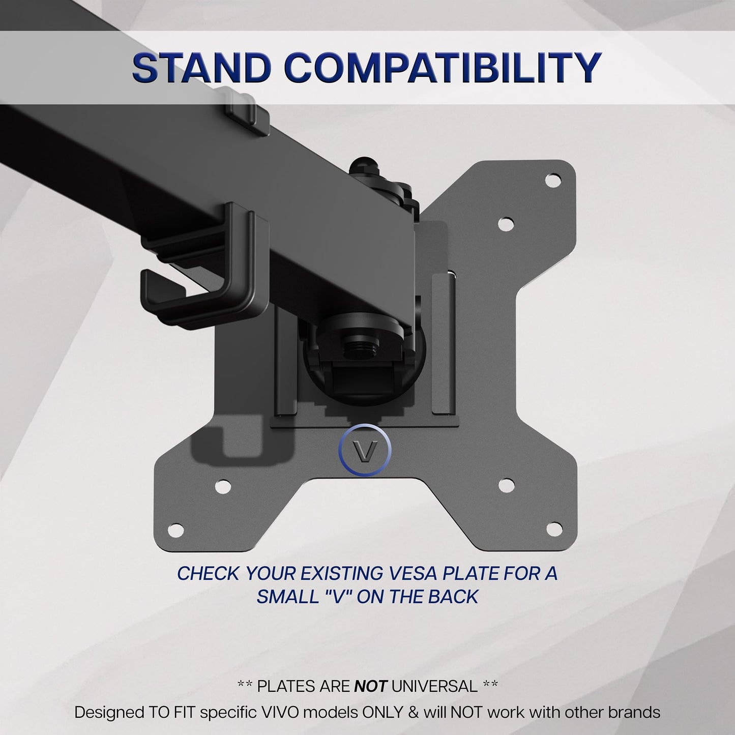 VIVO Steel VESA Compatible Plate Mounting Kit, 75x75mm and 100x100mm, Quick Release Removable VESA Bracket, Easy Computer Monitor Mounting, Hardware
