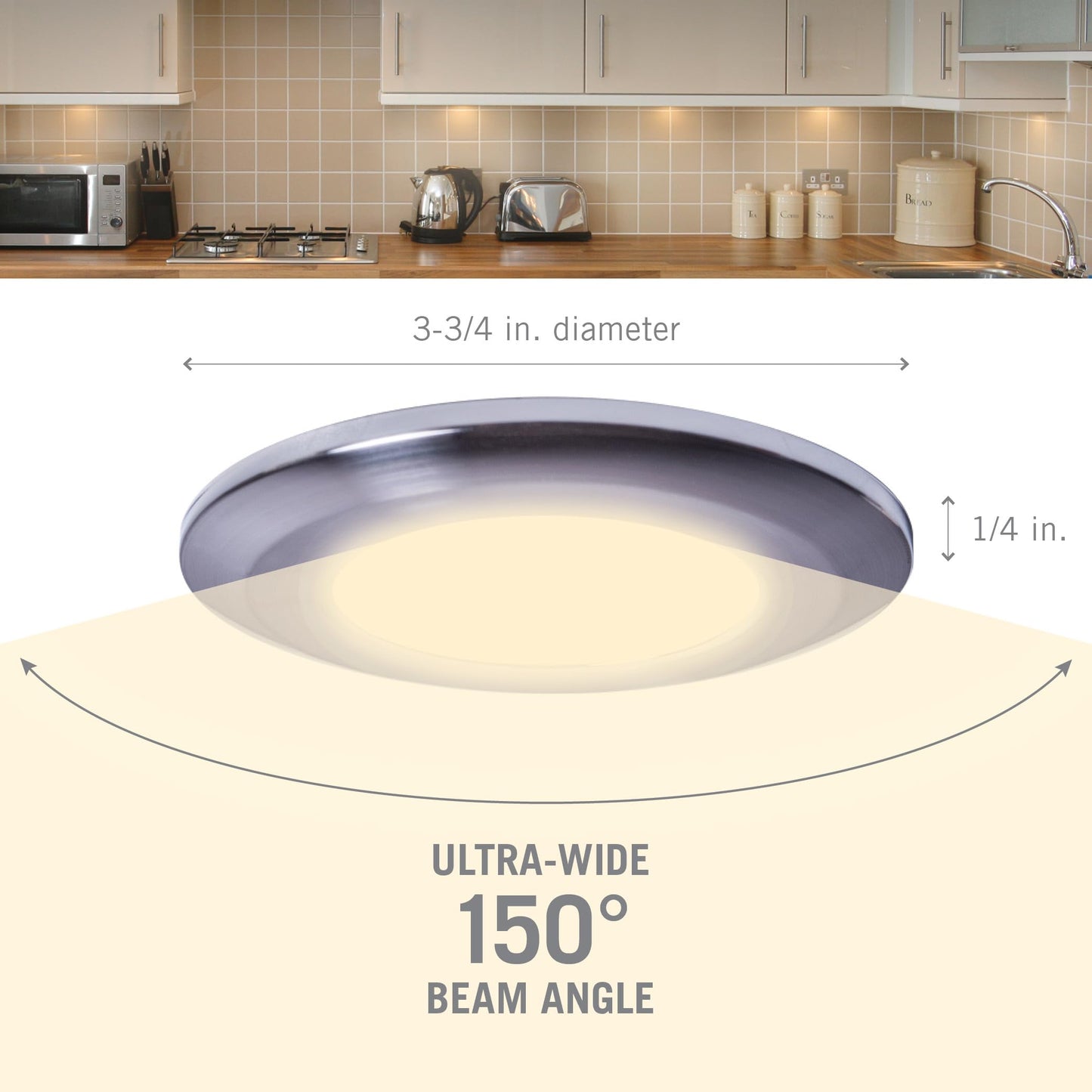 Armacost Lighting Wafer Thin LED Puck Light, Warm White Light (2700K), Brilliant White Finish 204411