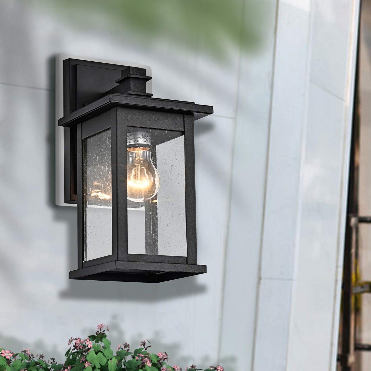 MICSIU 2 Pack Matte Black Outdoor Wall Sconce, 12 Inch Vintage Farmhouse