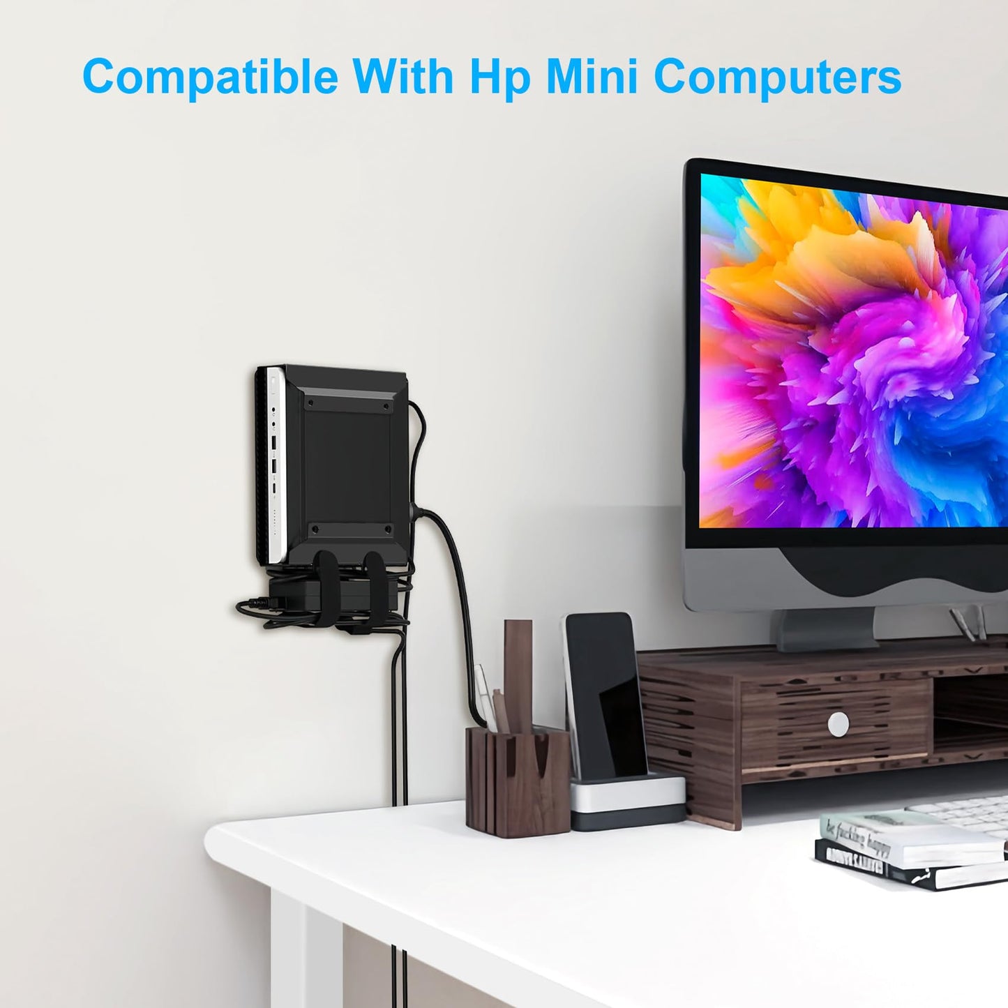 2 Pack Mini PC VESA Mount Compatible with HP Desktop Mini, Wall VESA and Under Desk Mount for HP Pro Mini 260 400,for HP ProDesk 400 405 600,for HP