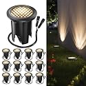 Sunco 12 Pack Low Voltage In-Ground LED Outdoor Lights, Landscape Well Lighting for Yard, Garden, Walkway, 3W, 200 LM, 3000K Warm White, IP67 Rated