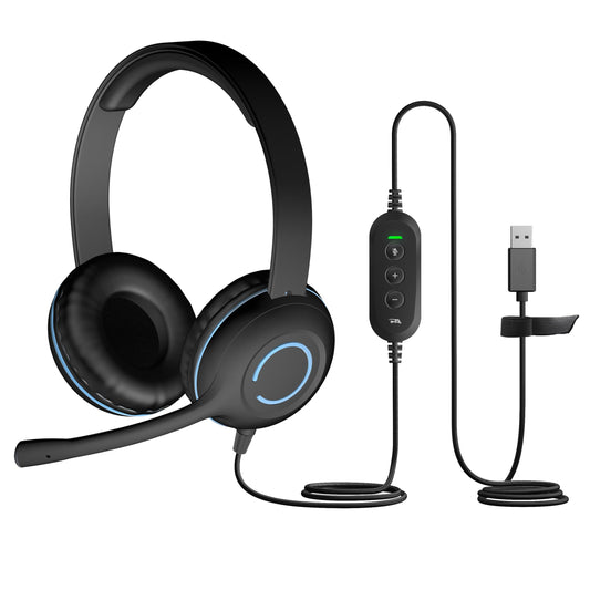 Cyber Acoustics AC-5008A USB-A Headset with in-Line Volume Control