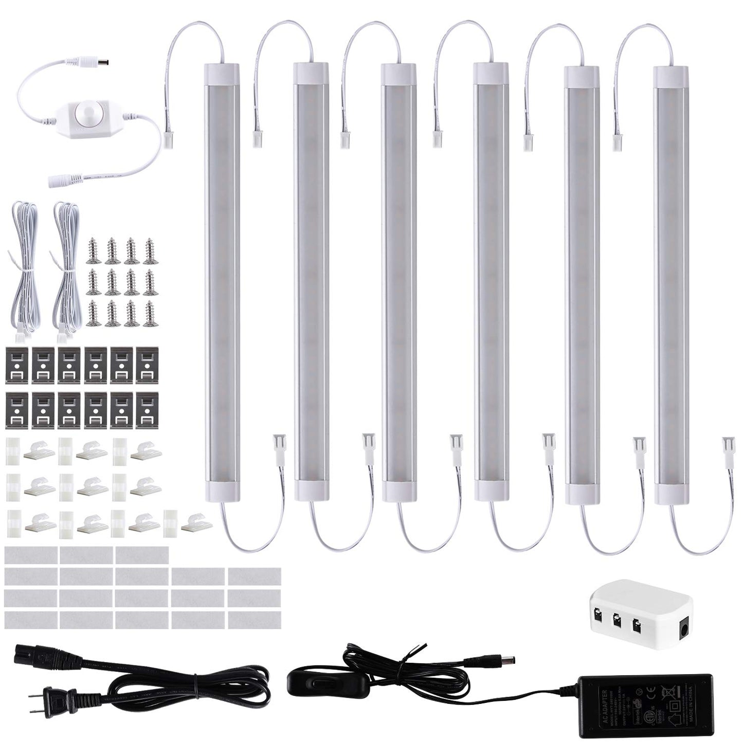 LABOREDUCER LED Under Cabinet Lighting Plug in Warm White 6 Pack,12inches Bar Dimmable Under Cabinet Lights, Under Counter Lights for Kitchen Ultra