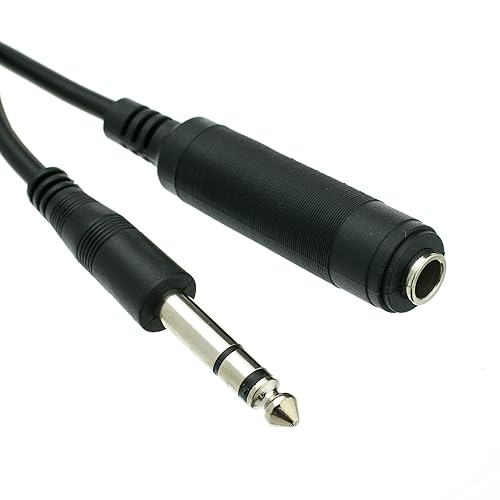 CableWholesale 1/4 Inch Stereo TRS Extension Cable, 15 feet 1/4" Stereo Male to 1/4" Stereo Female Plug for Electric Instruments (Guitar, Keyboard…