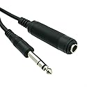 CableWholesale 1/4 Inch Stereo TRS Extension Cable, 15 feet 1/4" Stereo Male to 1/4" Stereo Female Plug for Electric Instruments (Guitar, Keyboard…