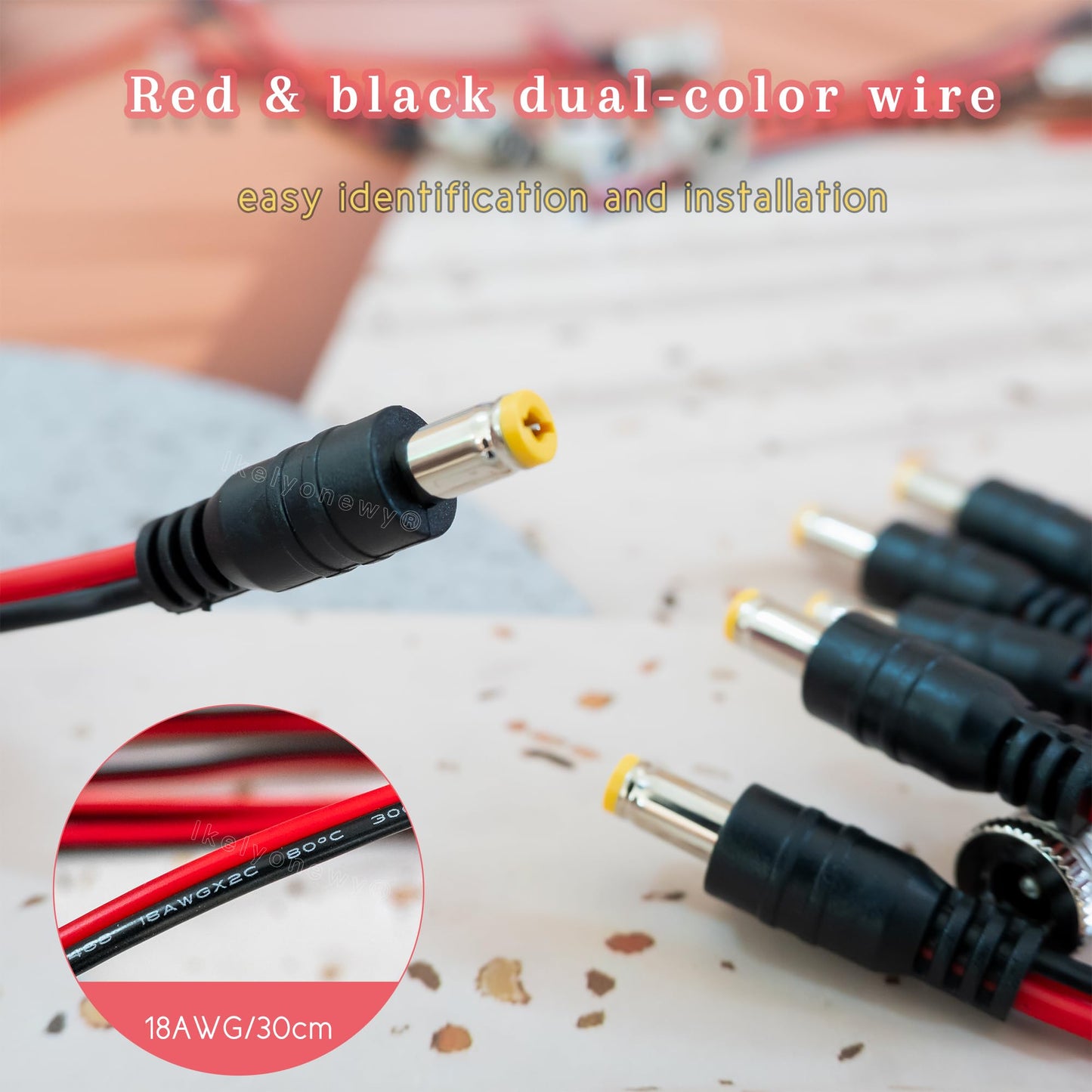 lkelyonewy 5.5 x 2.1 mm DC Power Jack Socket Threaded Female Panel Mount Connector Adapter with Dustproof Plug 6Pack