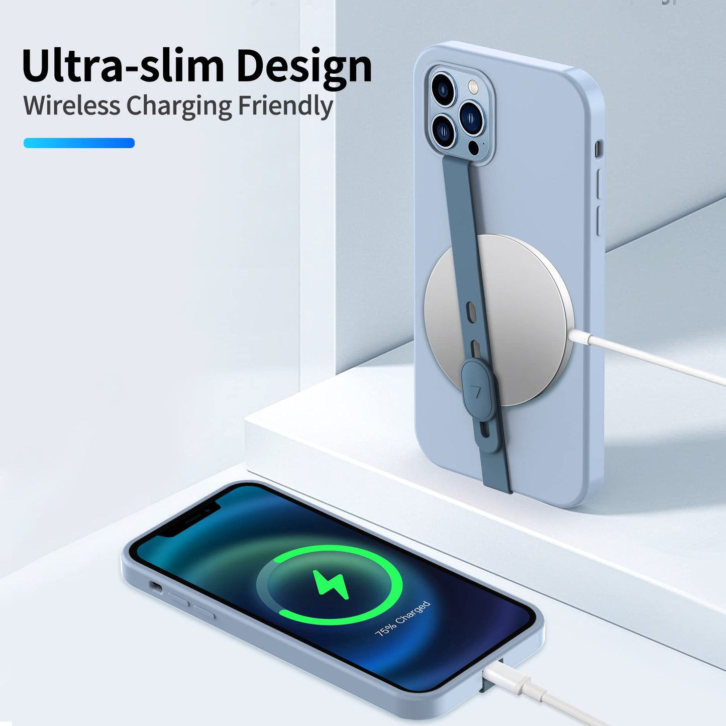 Casecond 3 PCS Phone Loop Strap iPhone Clip Finger Grip Holder Stretchable Flexible Elastic Silicone Hand Band Ultra Slim Adjustable Wireless Charging