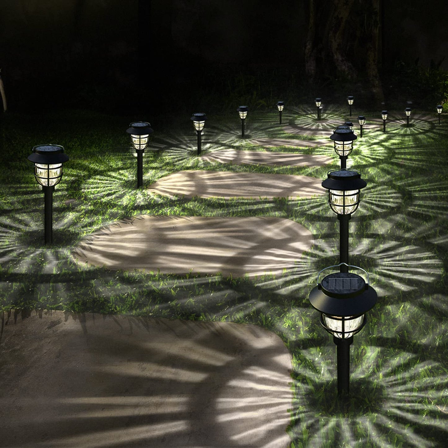 10 Pack Solar Pathway Lights Outdoor - Bright Solar Powered Garden Light with Warm White LED, Auto On/Off Waterproof Path Lights Decorative, Landscape